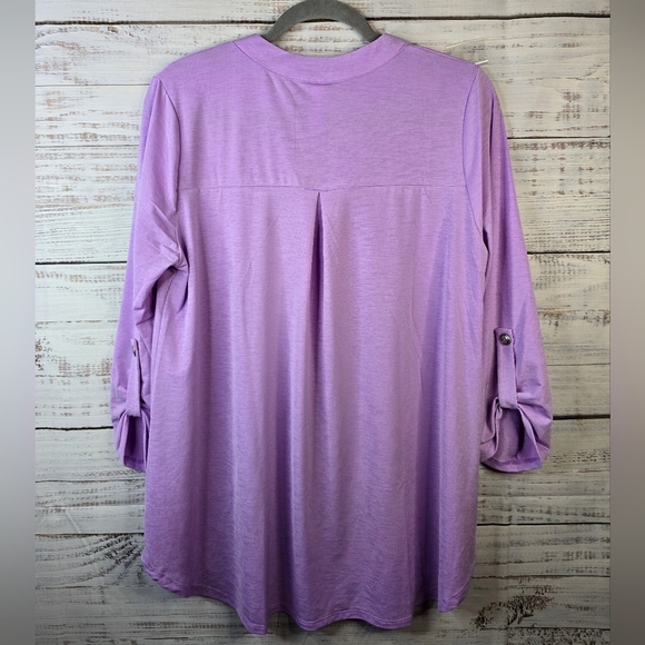 NWT Dear Scarlett Womens Size Medium Lilac Tunic Blouse Top With 3/4 Sleeves - Picture 4 of 7
